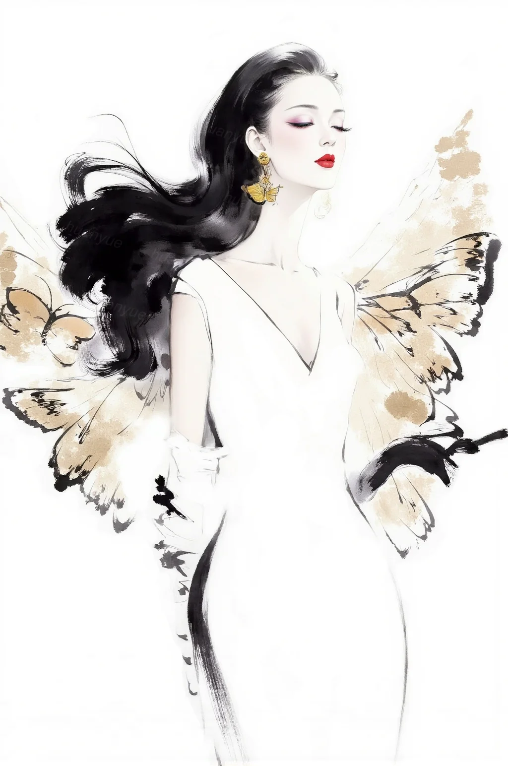 优雅女人、时尚插画、气质女人、高级感插画