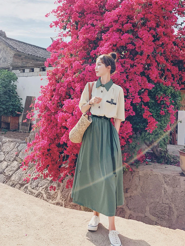 设计感小众拼接假两件连衣裙女法式气质显瘦