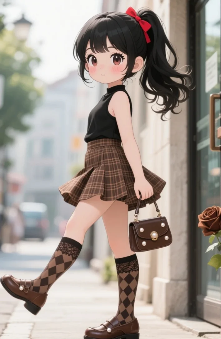 童装ai小女孩素材（礼貌拿图）