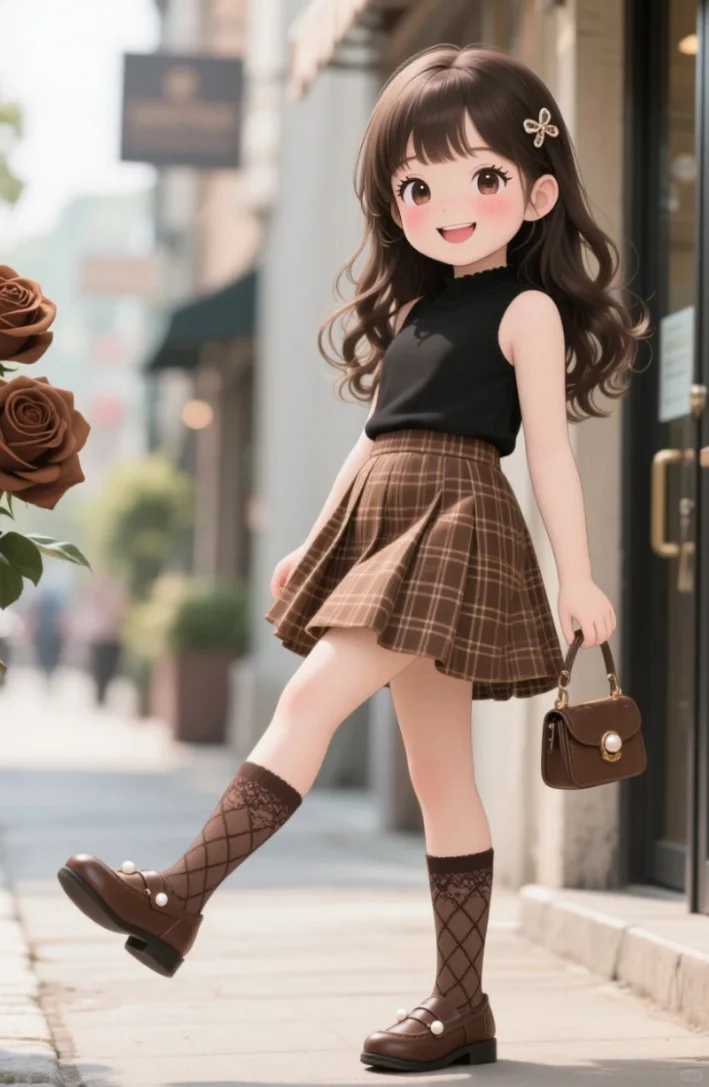 童装ai小女孩素材（礼貌拿图）