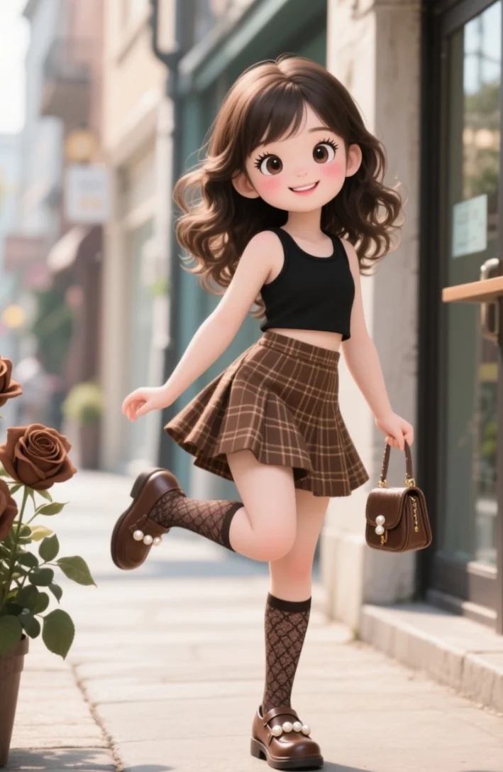 童装ai小女孩素材（礼貌拿图）