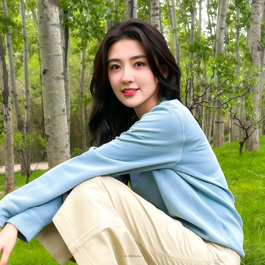 梁洁〡18张美女明星头像清新甜美氛围背景图