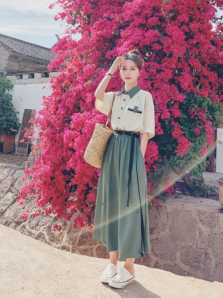 设计感小众拼接假两件连衣裙女法式气质显瘦