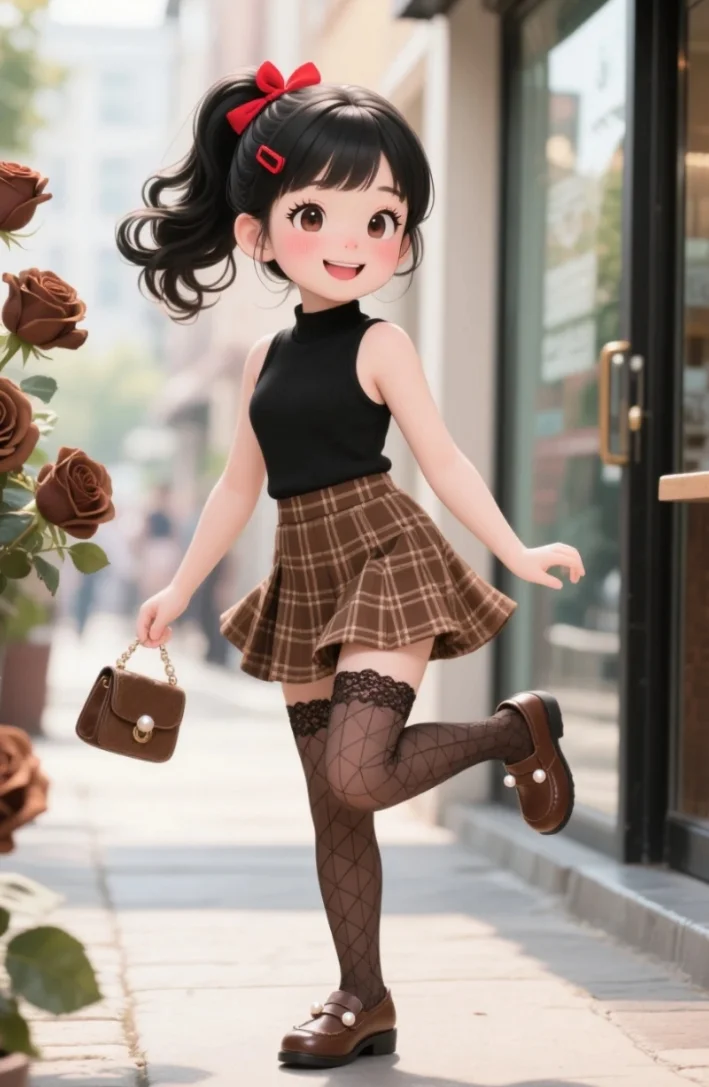 童装ai小女孩素材（礼貌拿图）