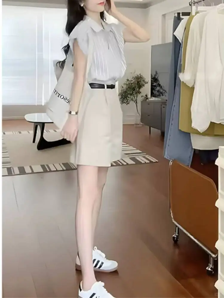 夏日新品✨小个子显瘦条纹衬衫套装