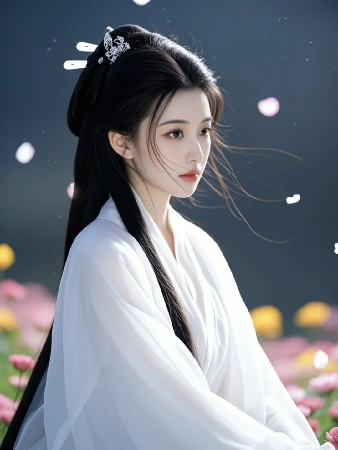 那一抹仙气，自花间而来。AI生成