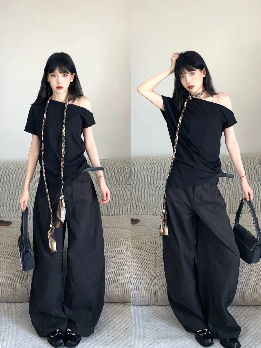 美女穿搭👩🏻‍🦰◼️◽️一身黑就是百穿不厌