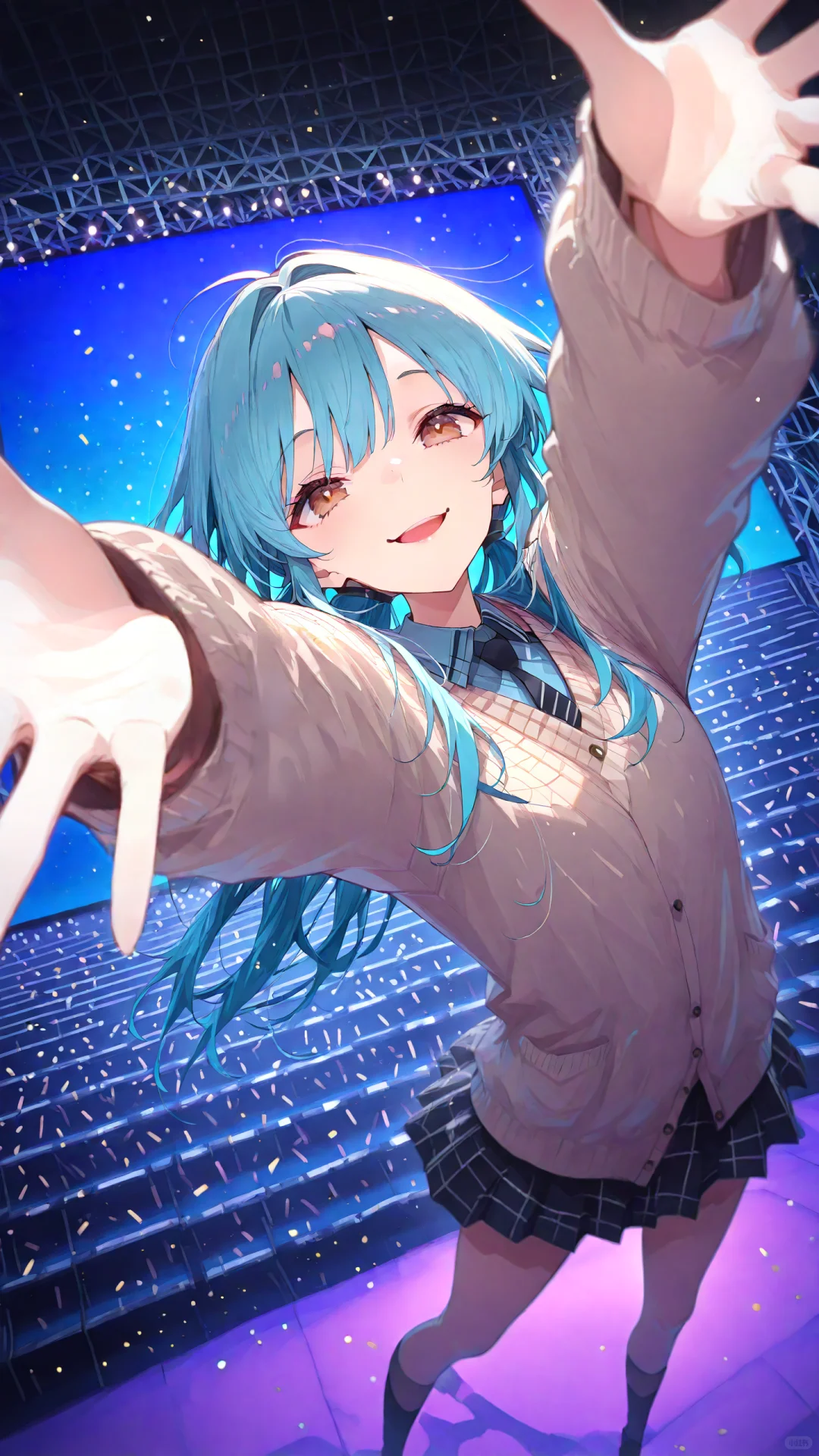 在发光的星星下跳舞的女孩