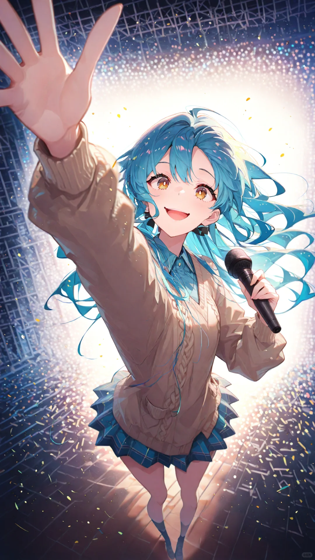 在发光的星星下跳舞的女孩