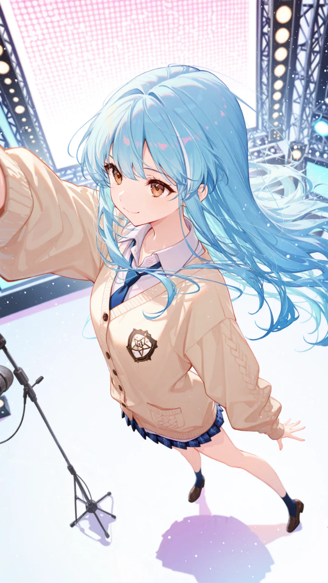在发光的星星下跳舞的女孩