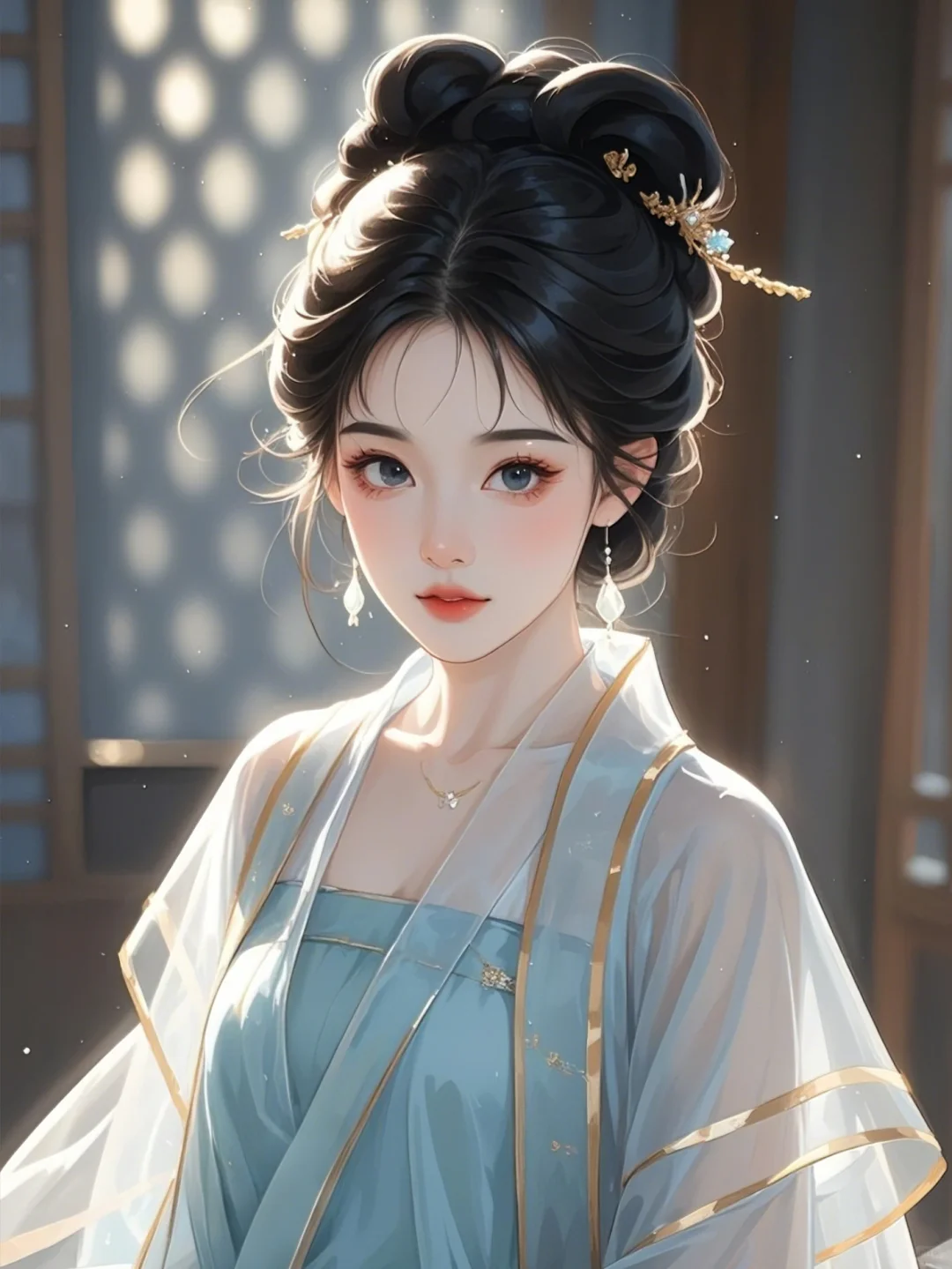 国风配色 | 蓝色系古风美人
