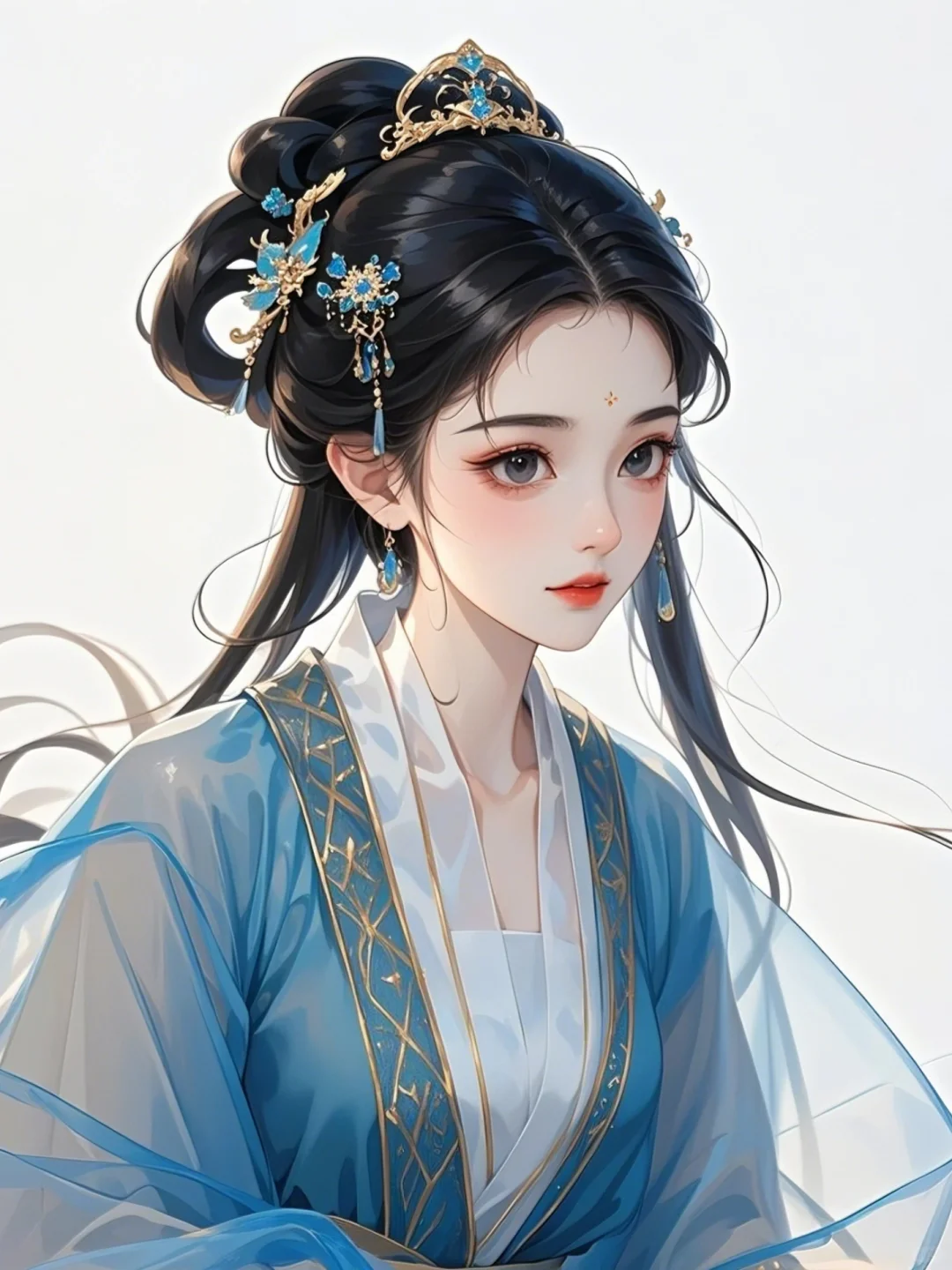 国风配色 | 蓝色系古风美人