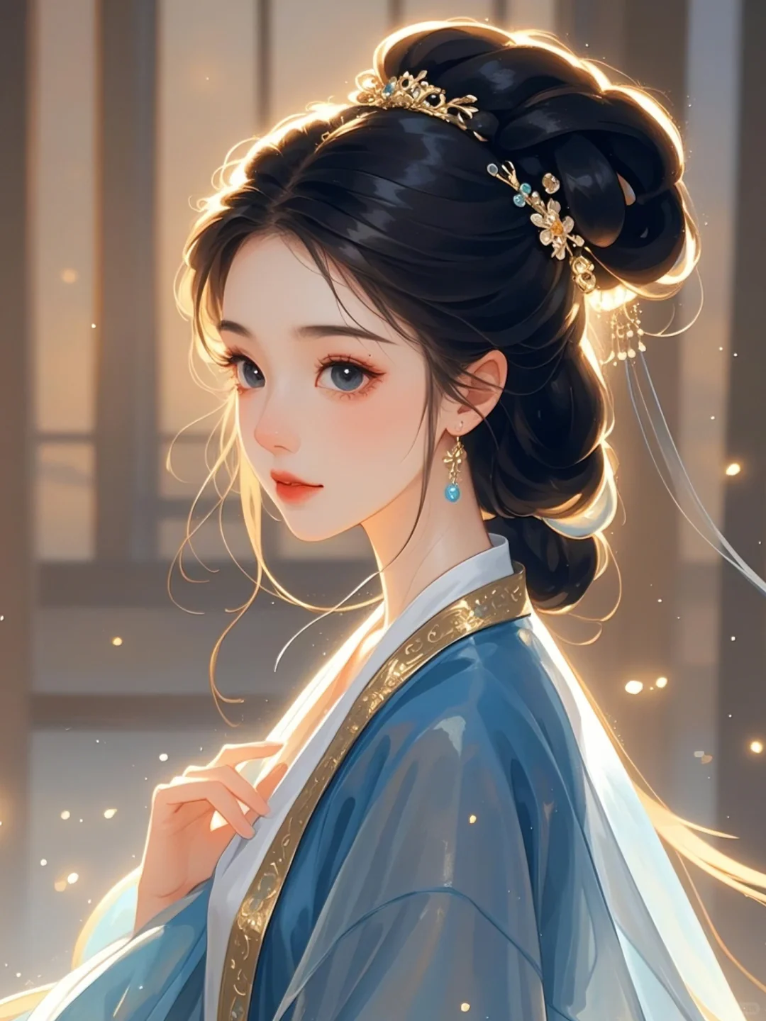 国风配色 | 蓝色系古风美人