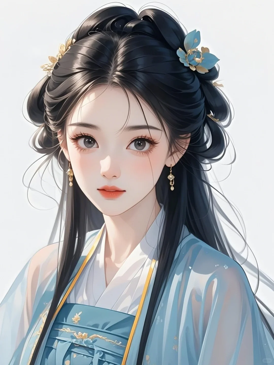 国风配色 | 蓝色系古风美人