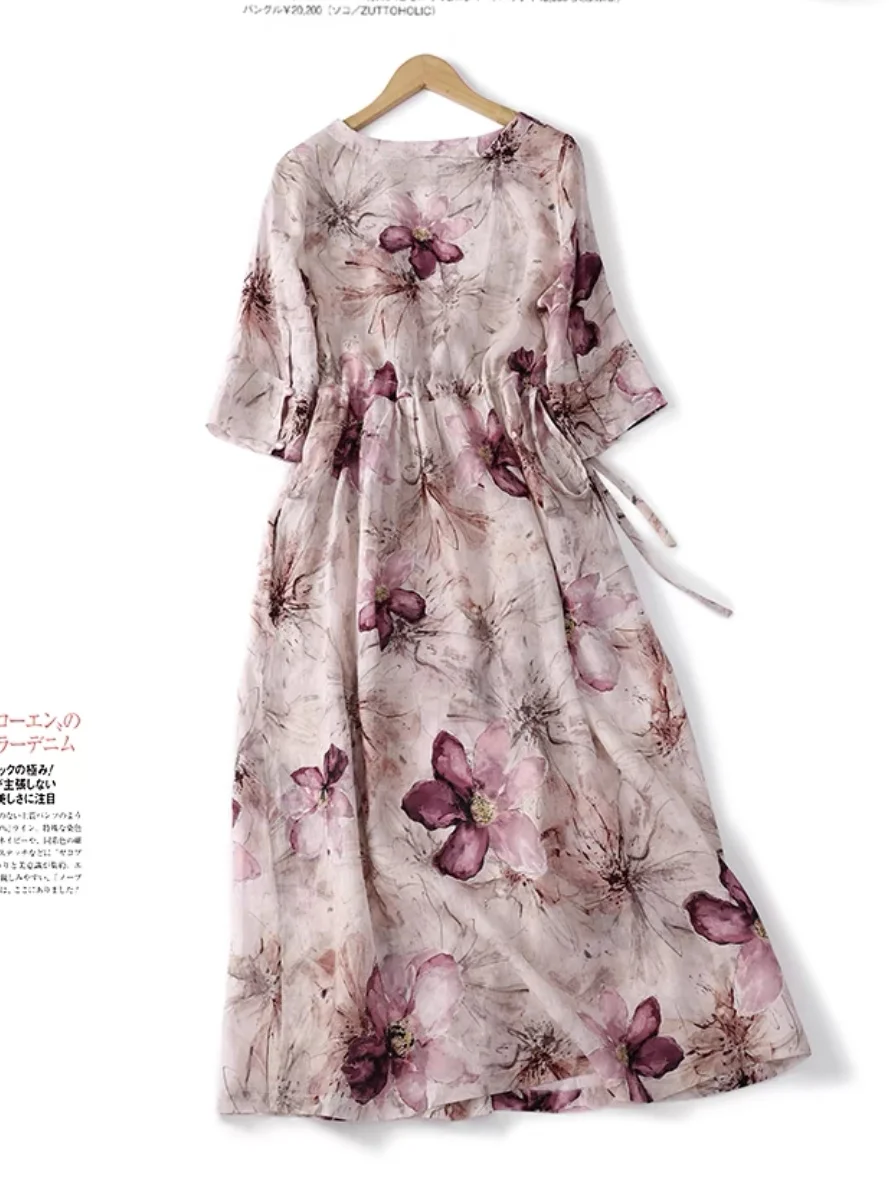 水墨的大花裙子太好看了👗高级感系带长裙
