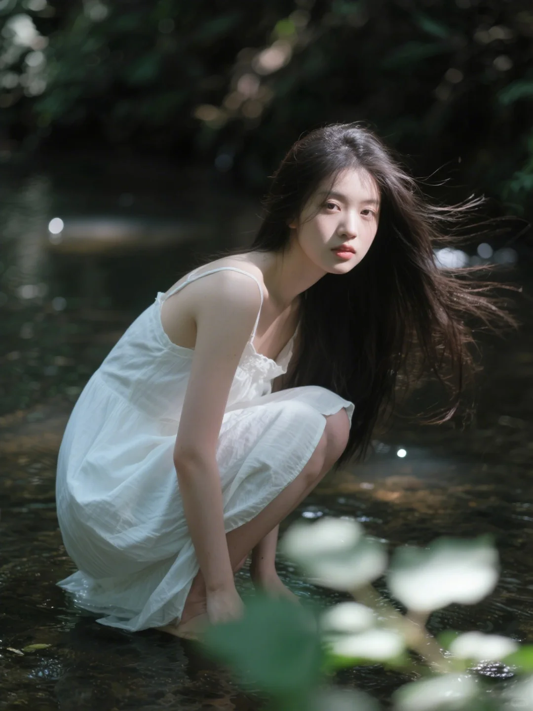 清冷系溪边写真，绝美！