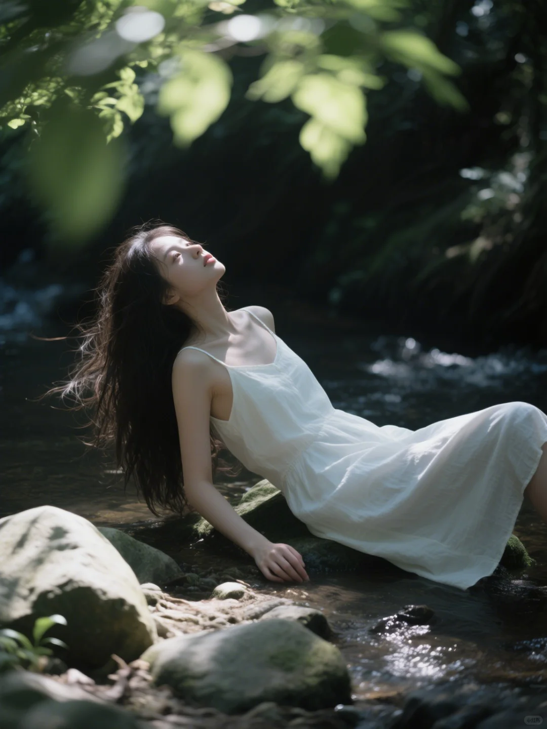 清冷系溪边写真，绝美！