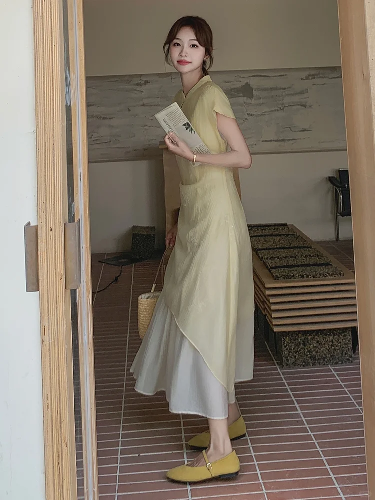 这个颜色太温柔了～特气质国风显瘦的连衣裙
