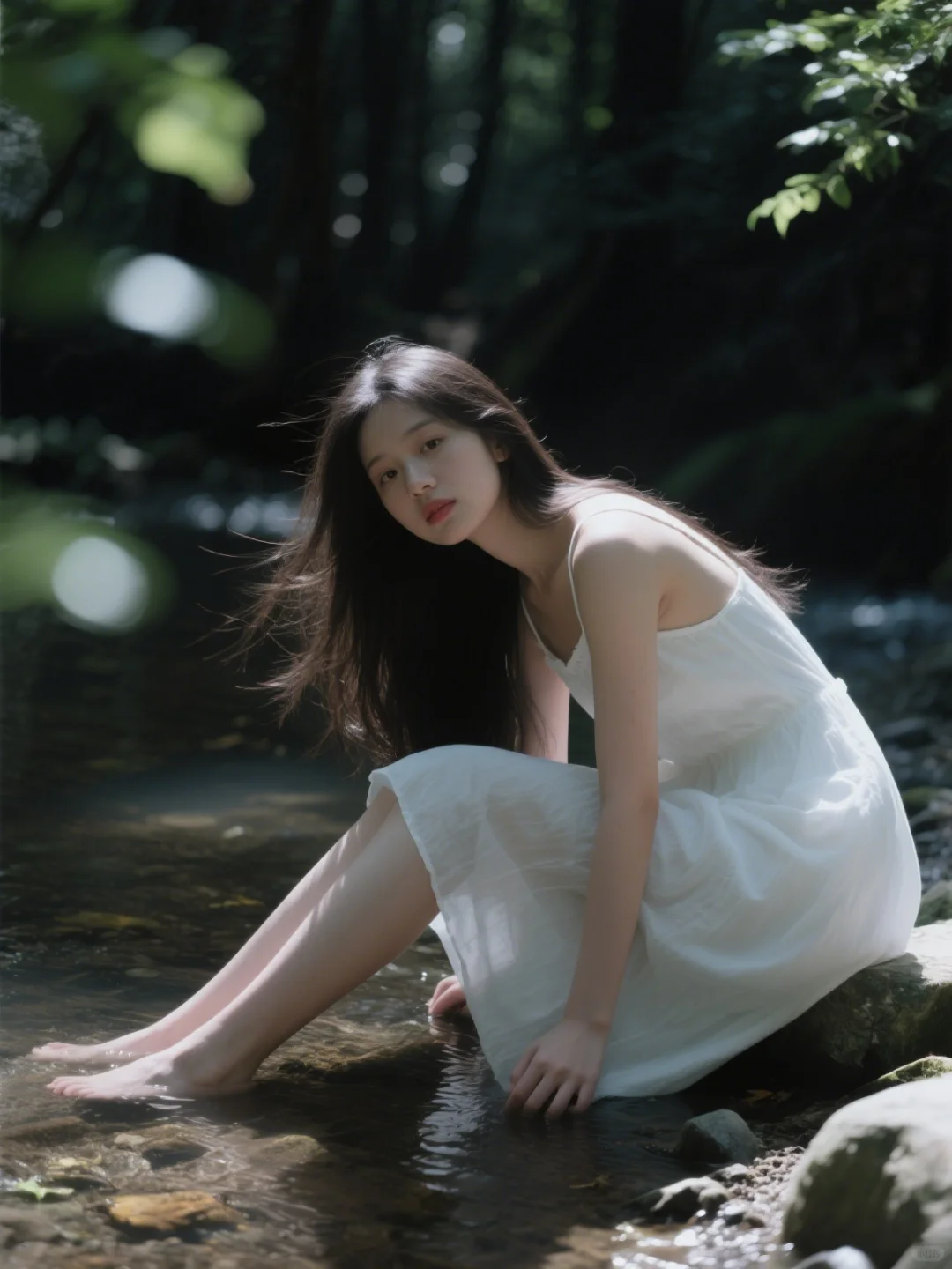 清冷系溪边写真，绝美！