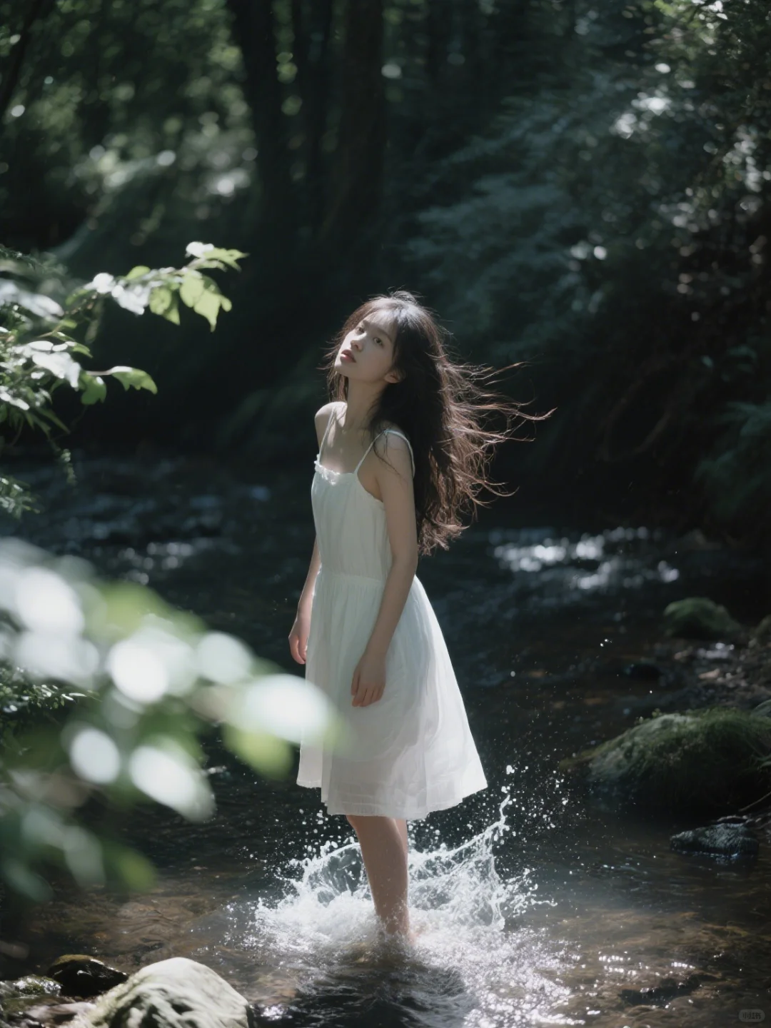 清冷系溪边写真，绝美！
