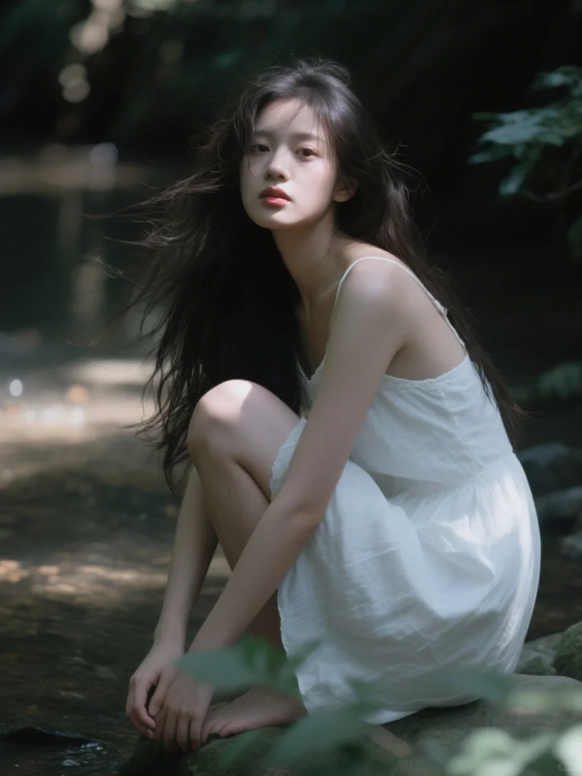 清冷系溪边写真，绝美！