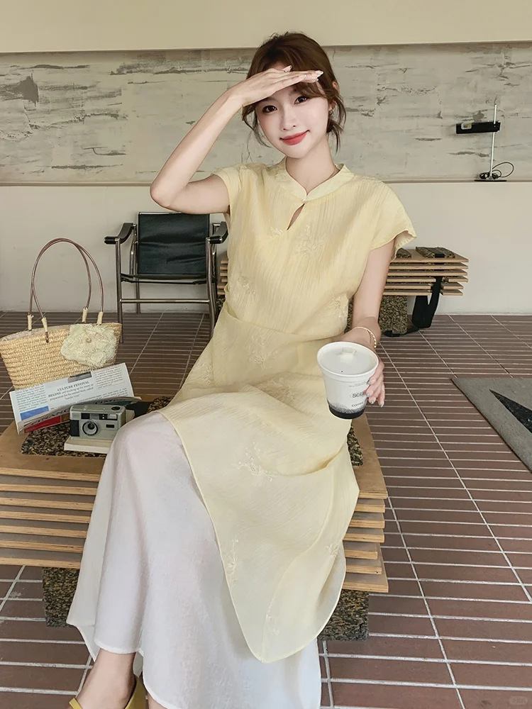 这个颜色太温柔了～特气质国风显瘦的连衣裙