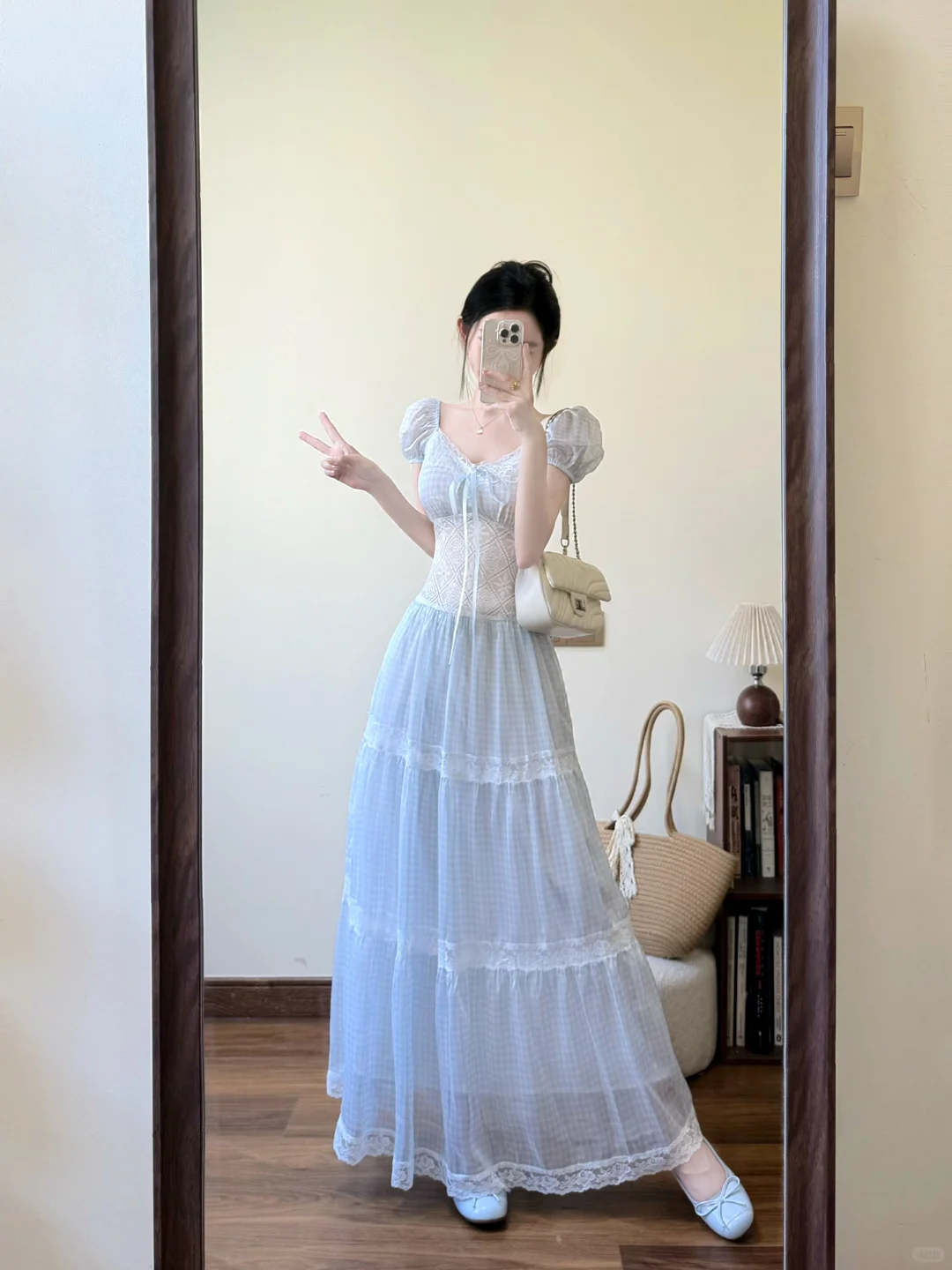 🩵好温柔的蓝色格子裙！！！