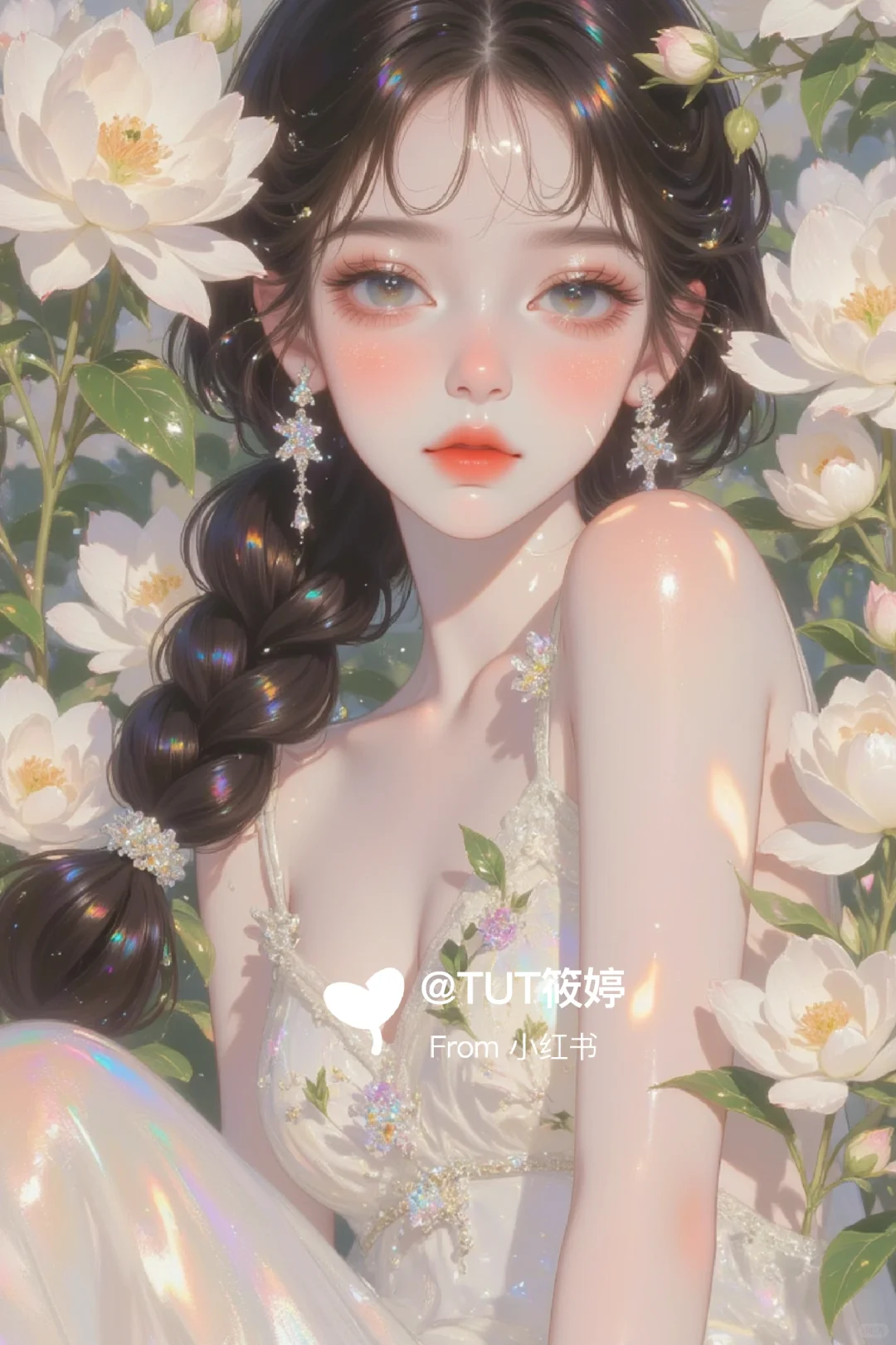 仙气飘飘的美少女油画风格插画