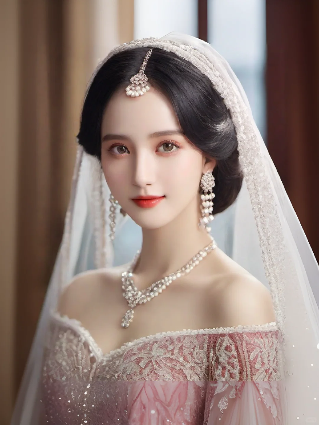 AI美女礼服粉色