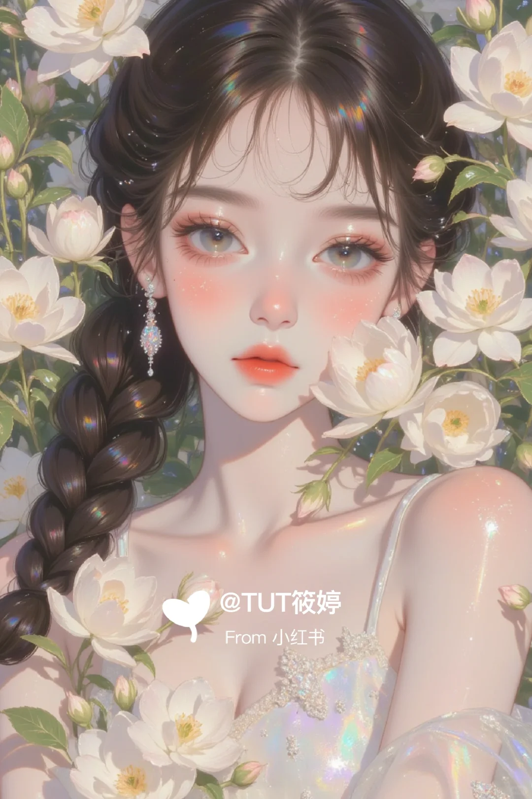 仙气飘飘的美少女油画风格插画