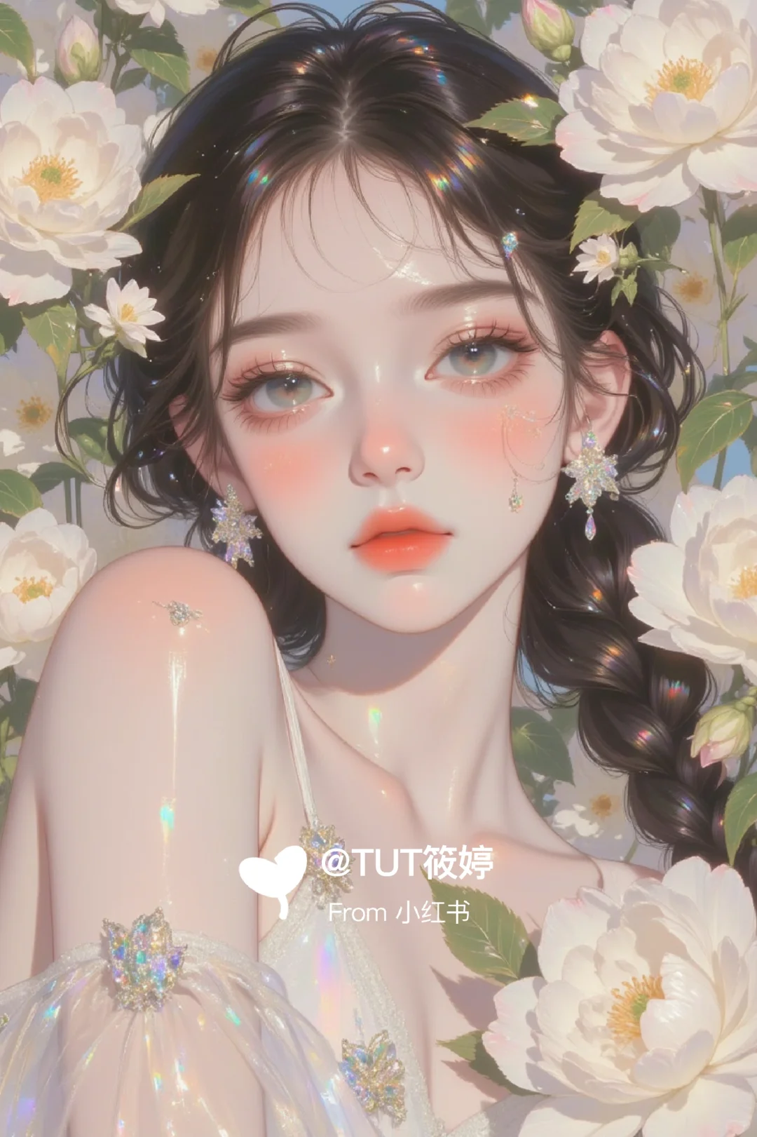仙气飘飘的美少女油画风格插画