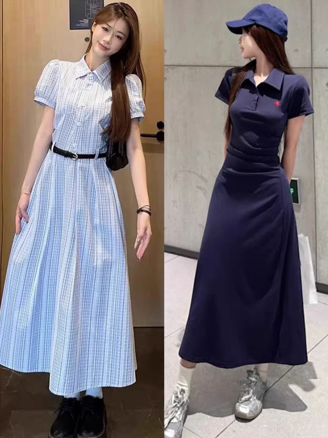 夏日蓝白藏青系 优雅长裙穿搭灵感集