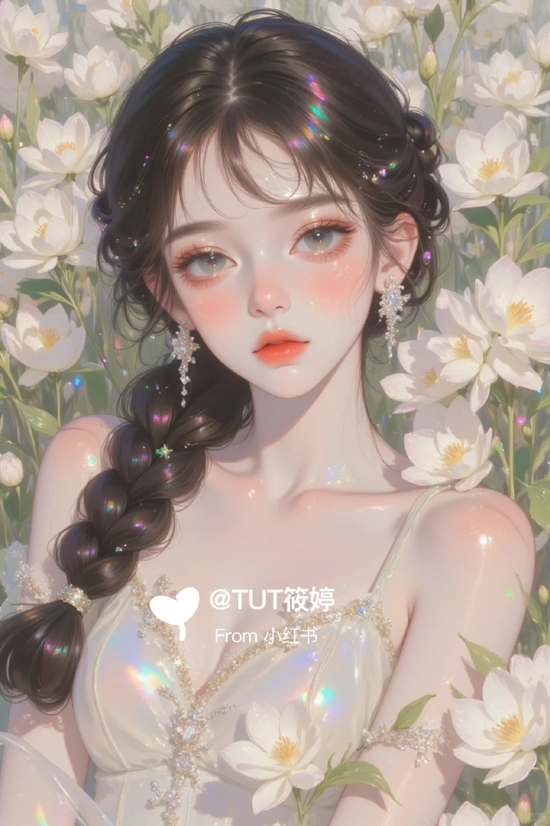 仙气飘飘的美少女油画风格插画