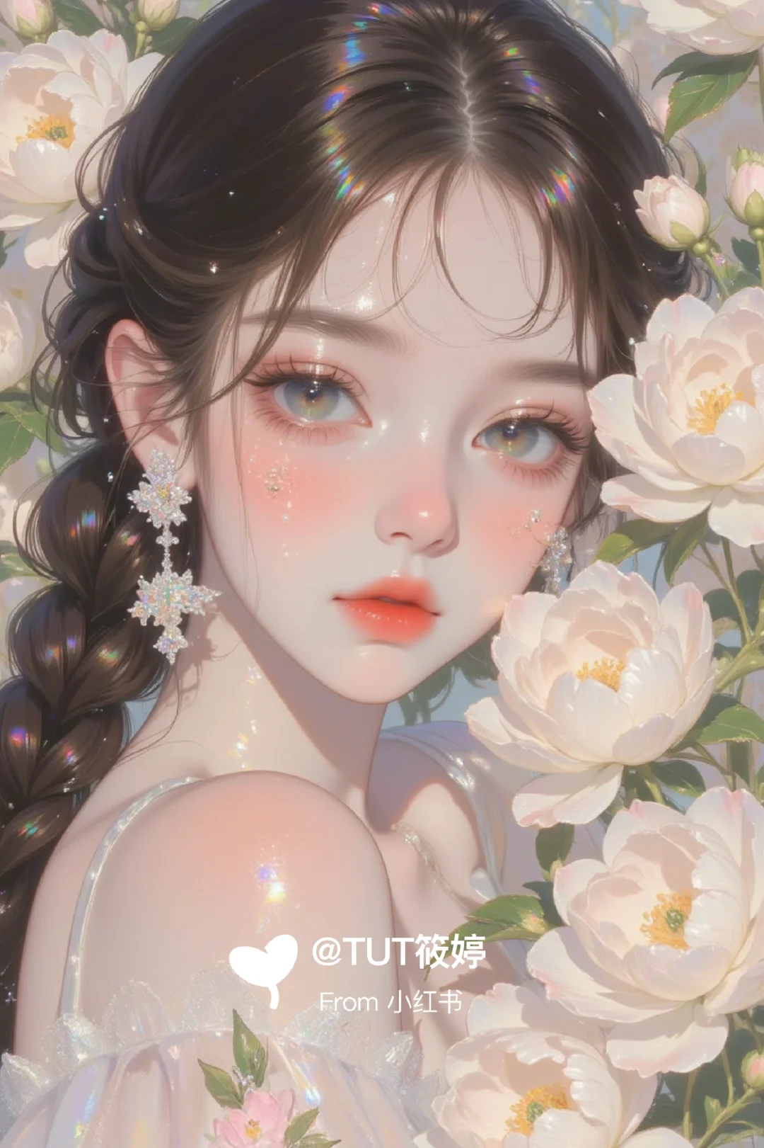 仙气飘飘的美少女油画风格插画