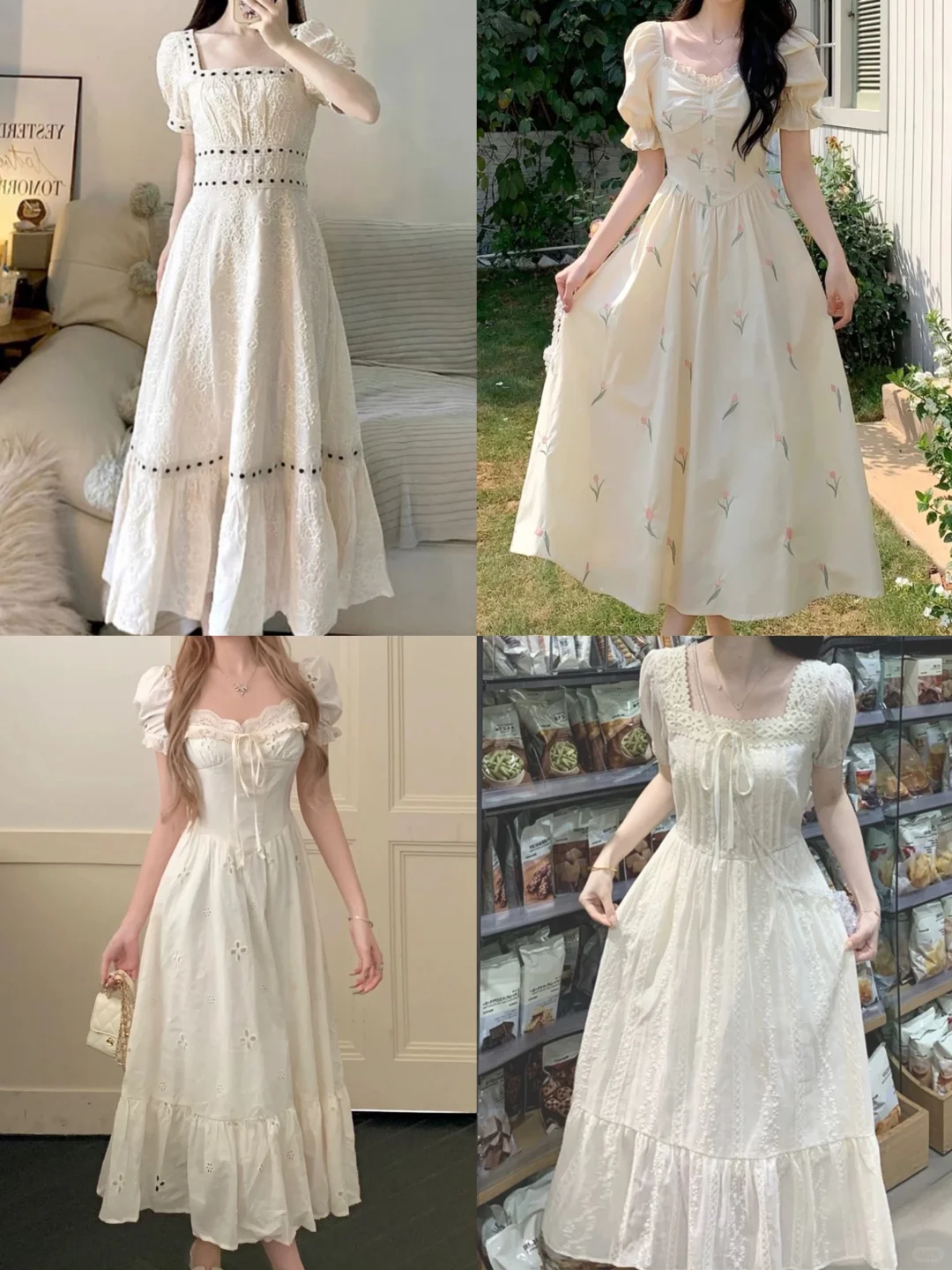 白色系不漏胳膊连衣裙分享👗遮肉显瘦