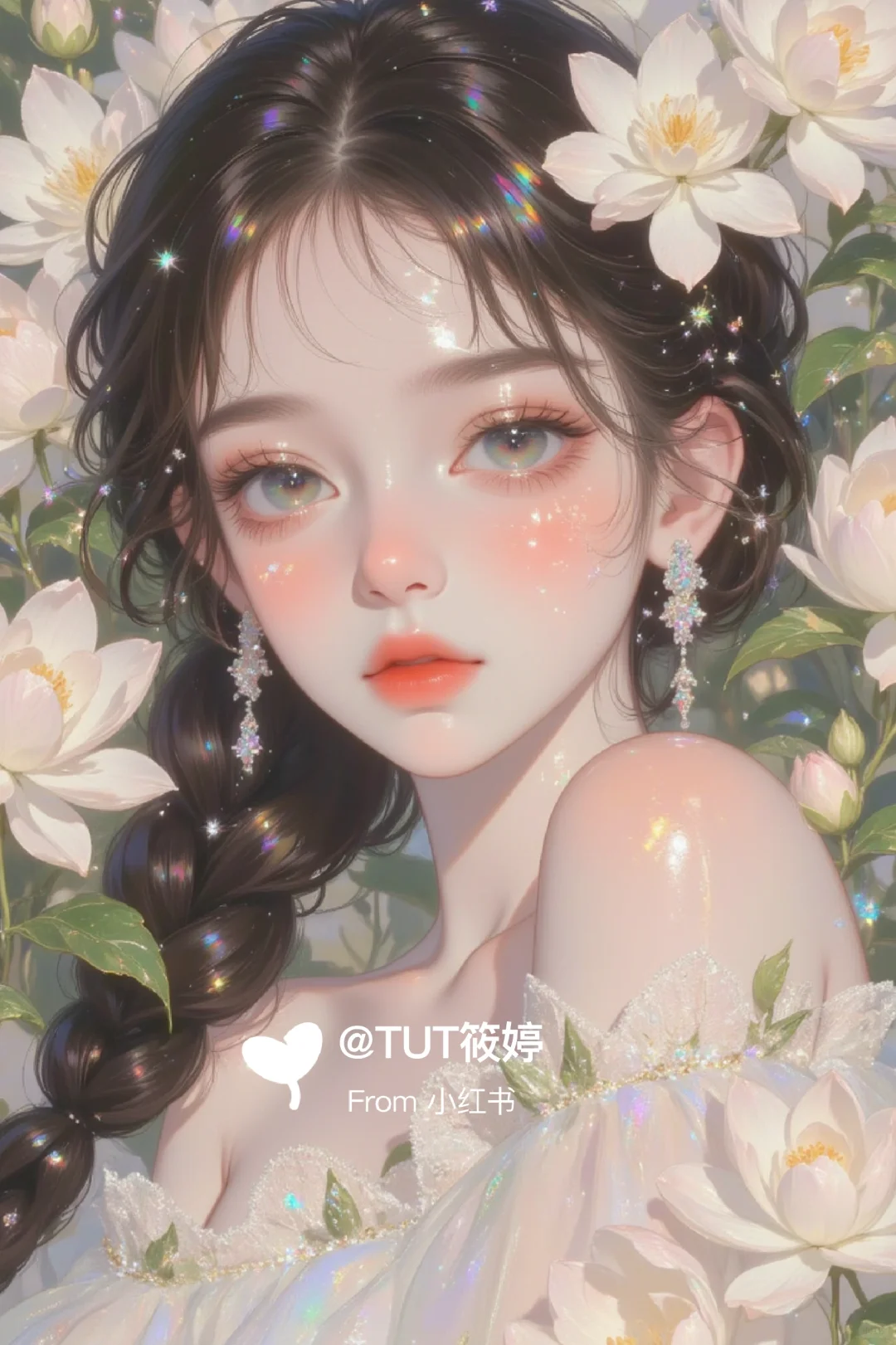 仙气飘飘的美少女油画风格插画