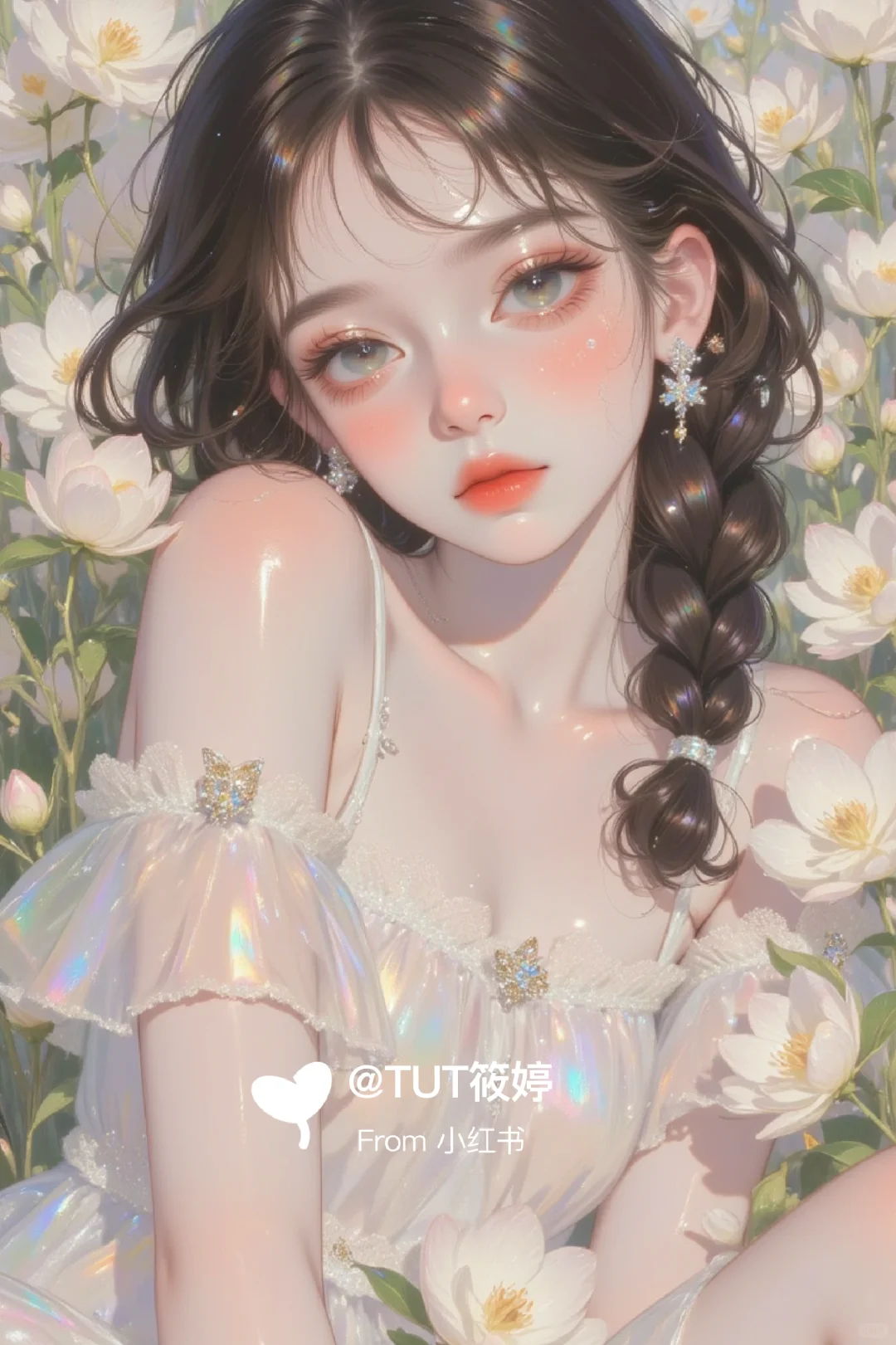 仙气飘飘的美少女油画风格插画