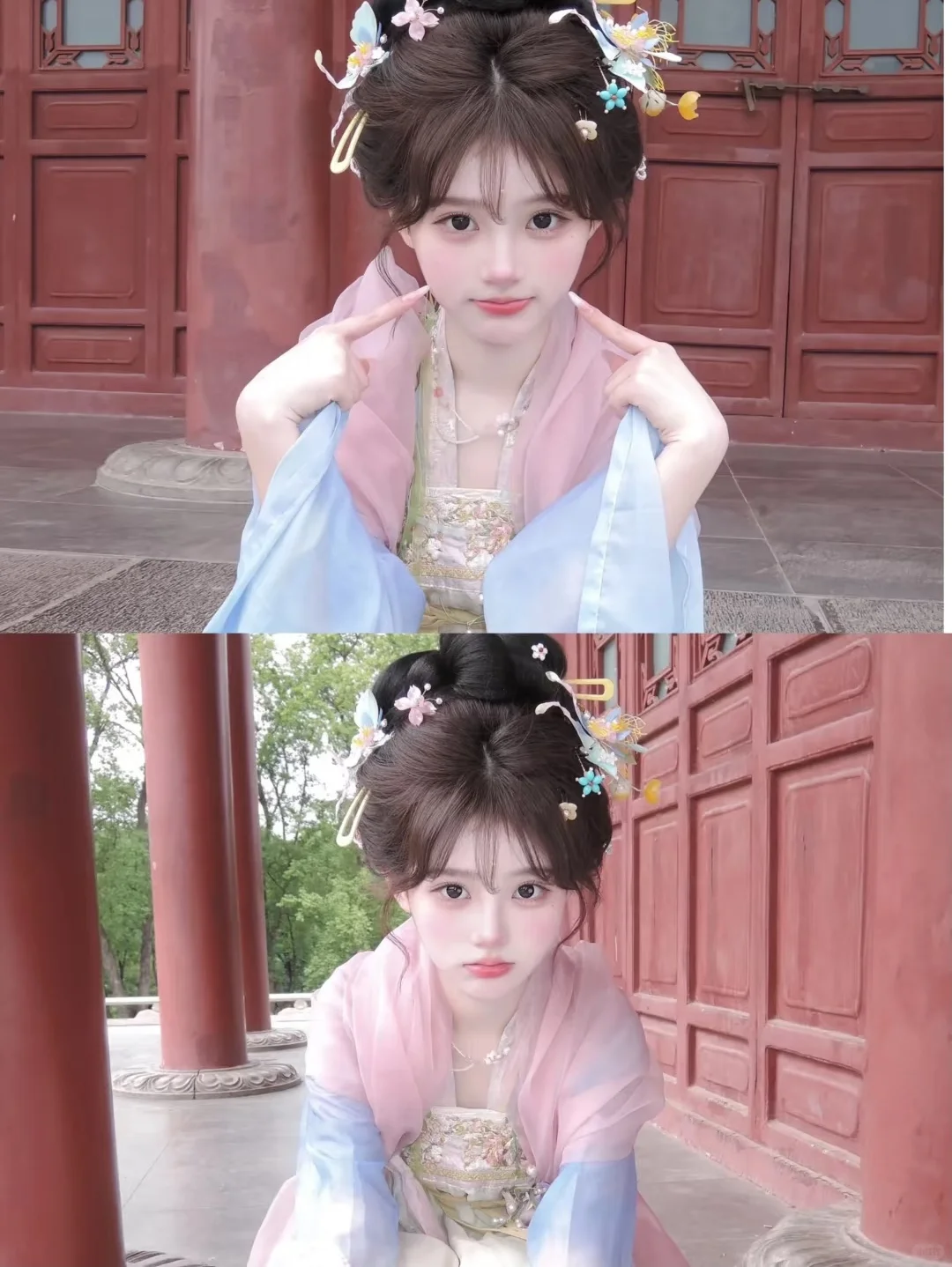 在北京拍的粉色汉服真的太美啦😍