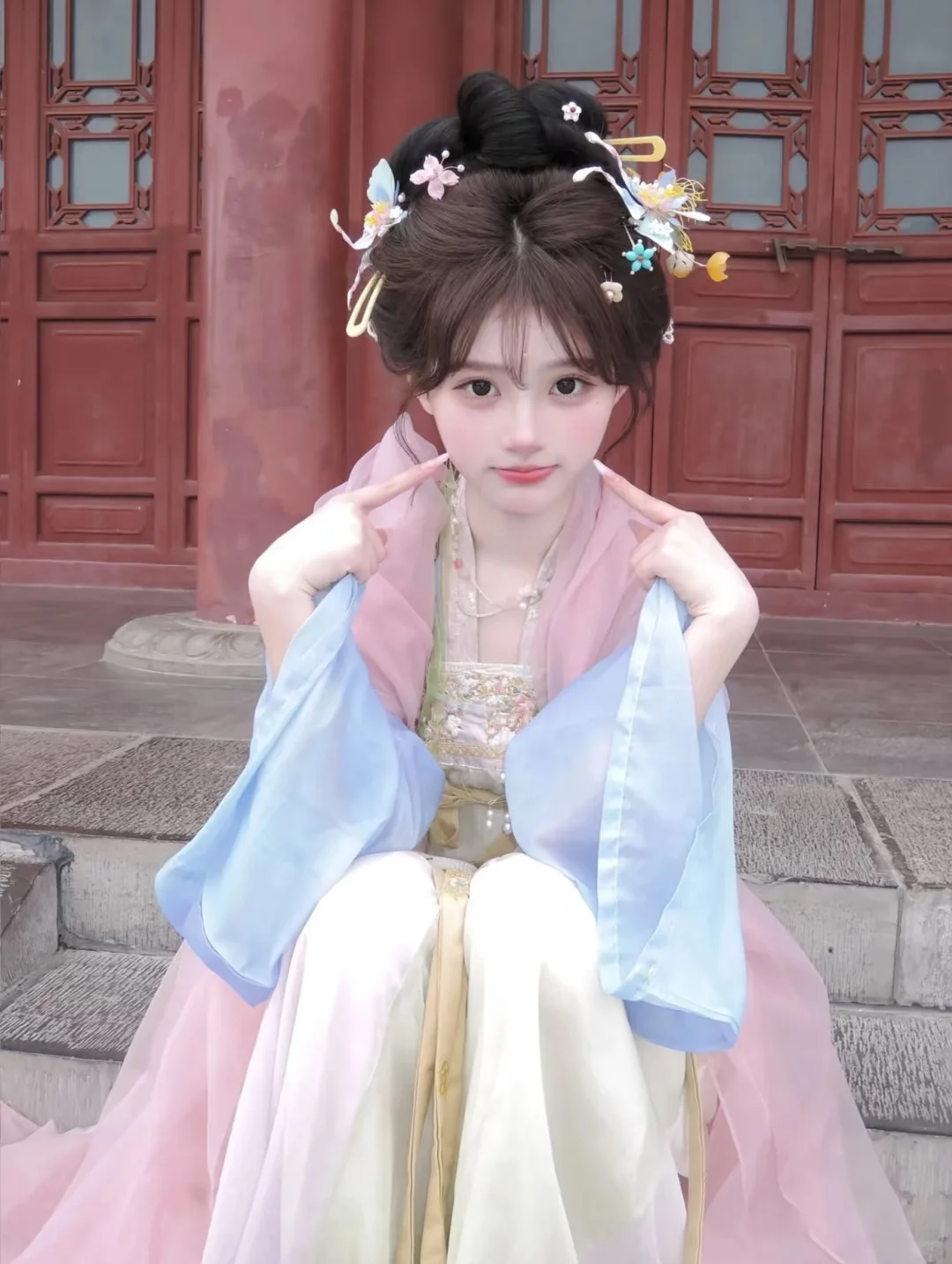 在北京拍的粉色汉服真的太美啦😍