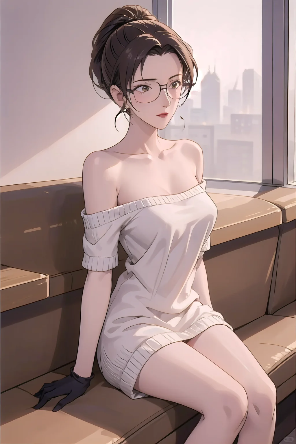 一字肩连衣裙 妃英理，，