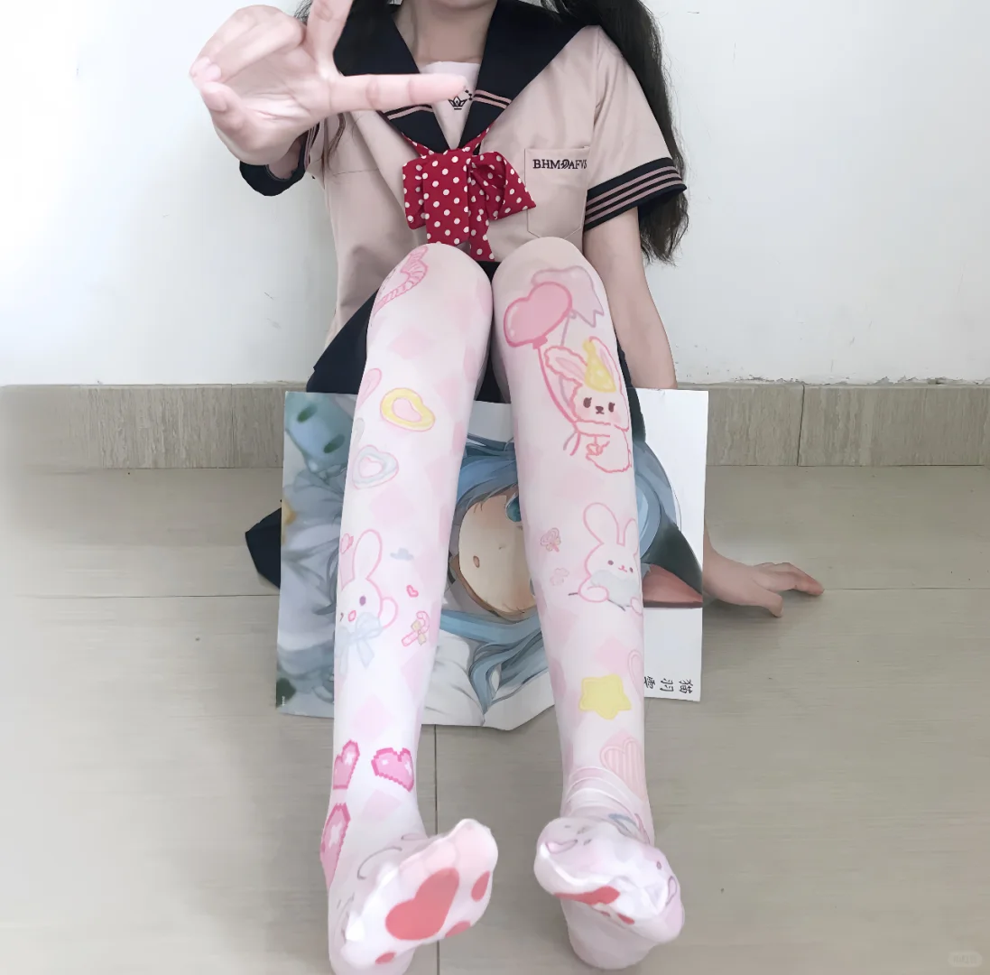 💕印花丝袜太美了！可爱爆棚🐰