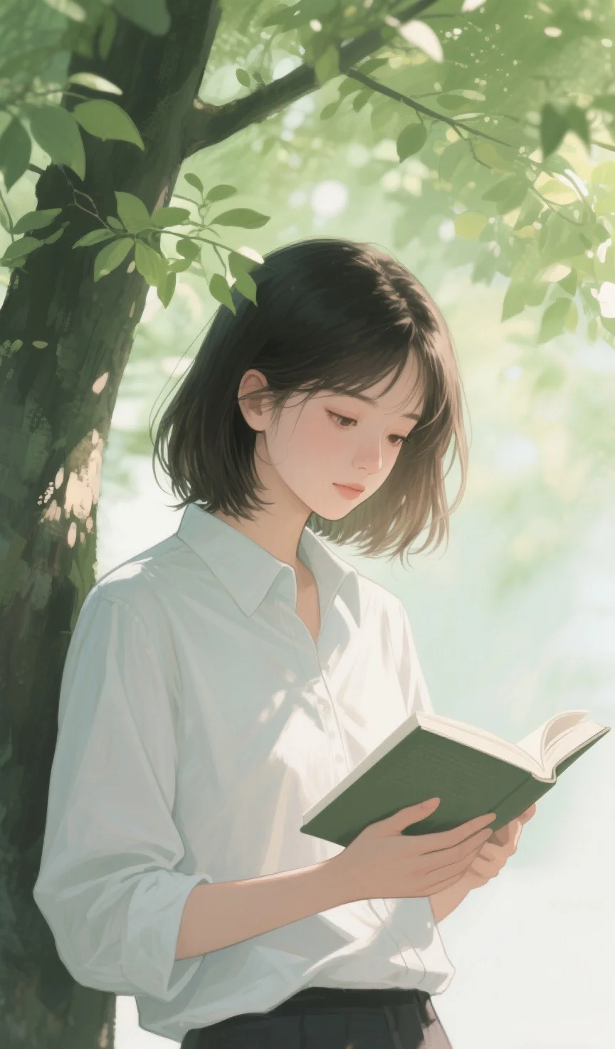 树下的清新女孩