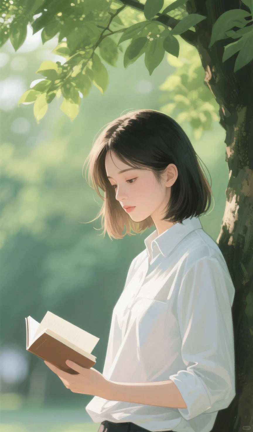 树下的清新女孩