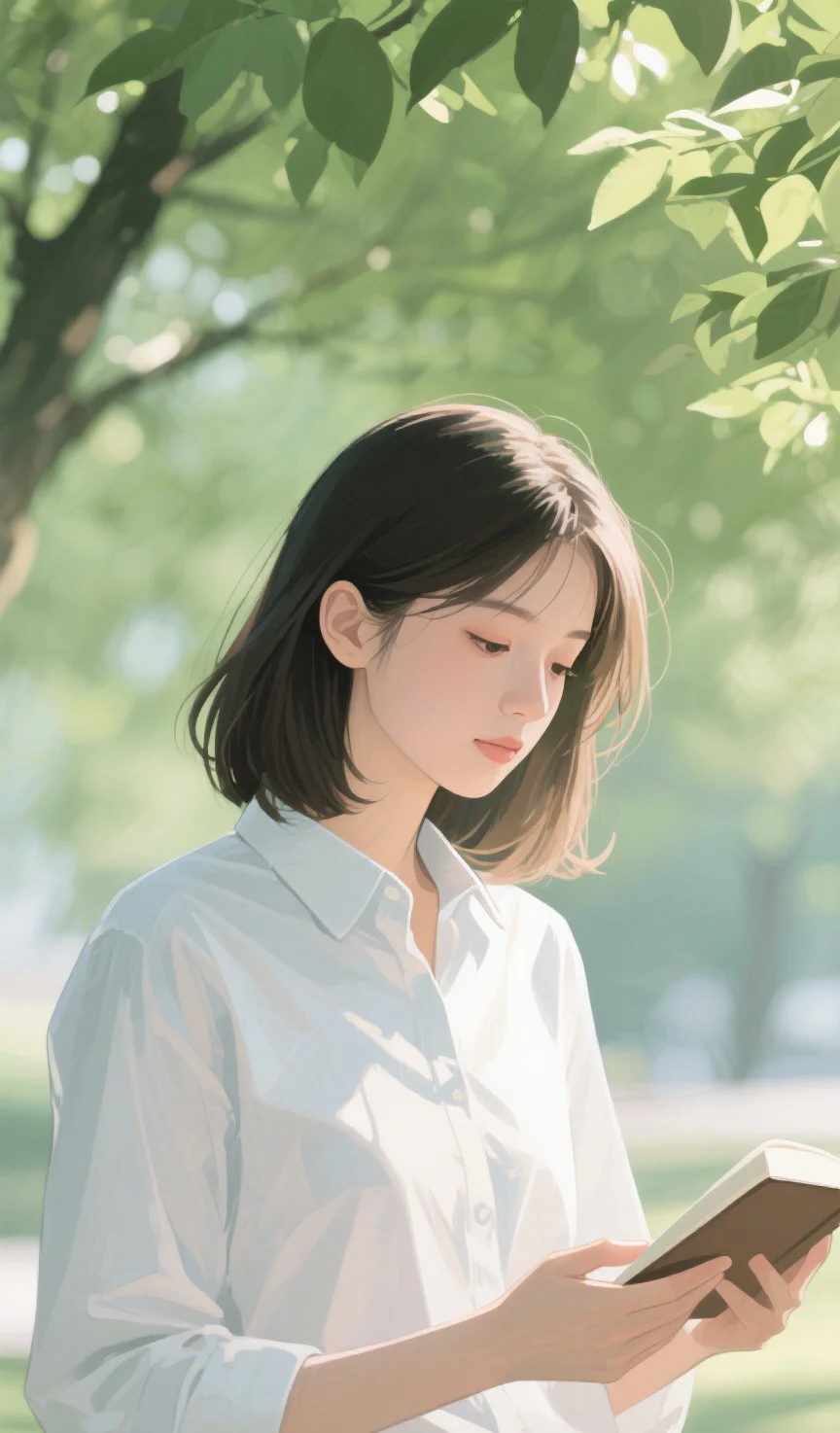 树下的清新女孩