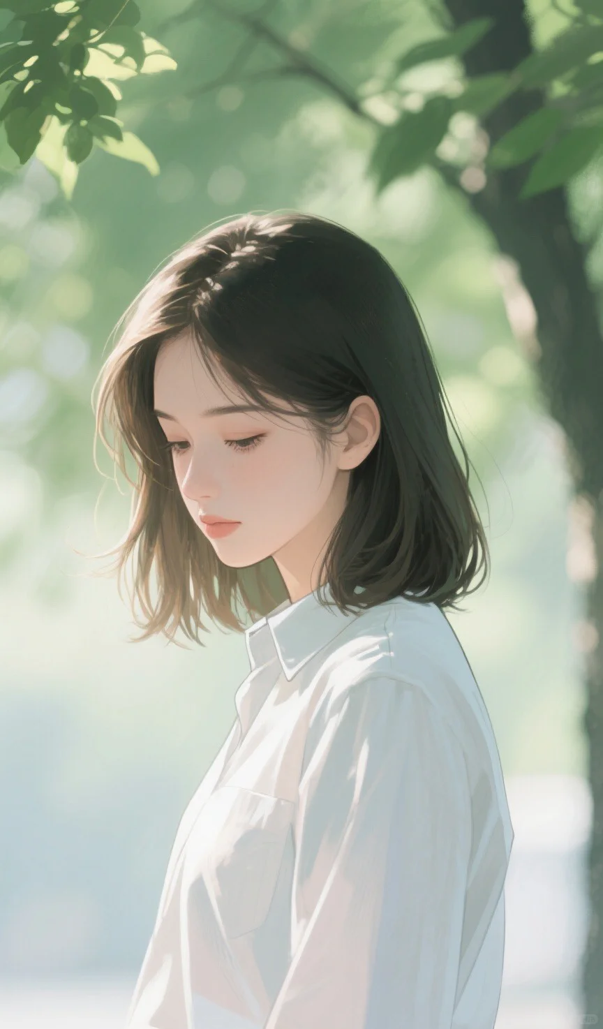 树下的清新女孩