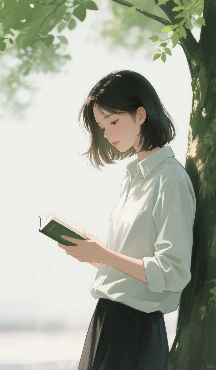 树下的清新女孩
