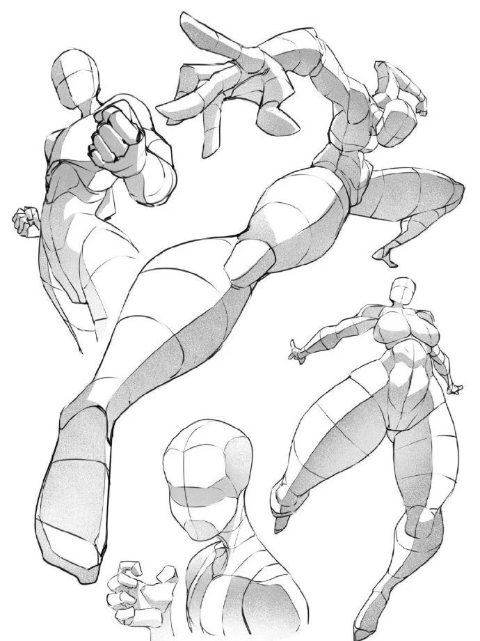 【绘板素材】人物透视线稿🎨