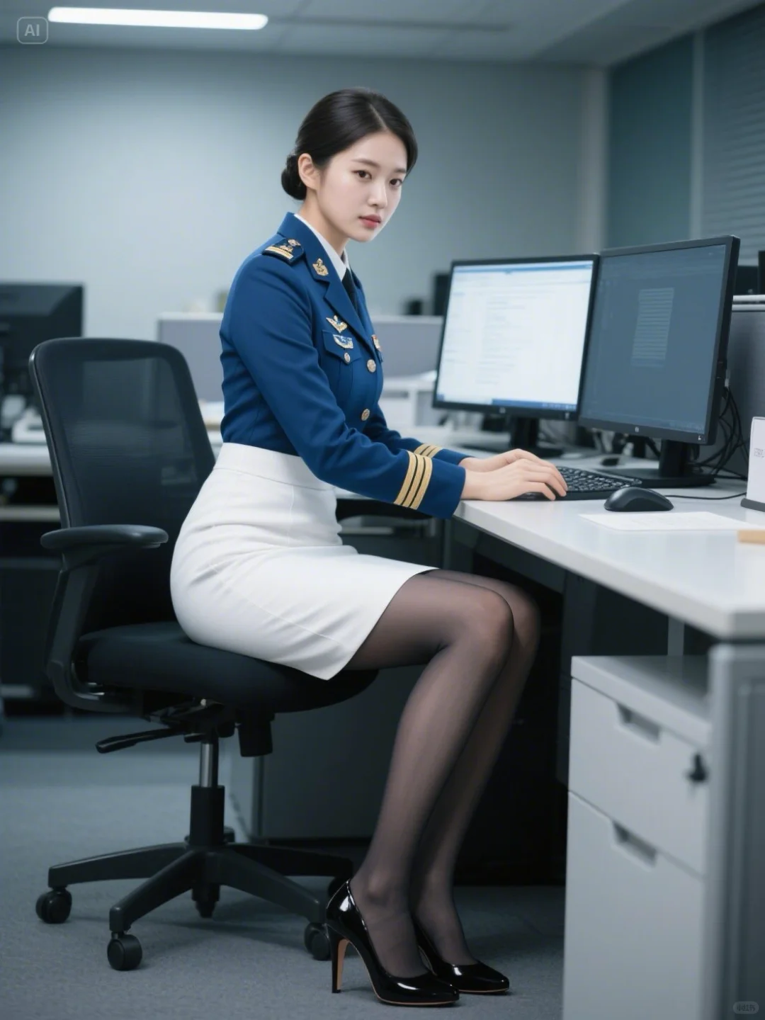 AI角色设计：韩国小海关的办公室生活
