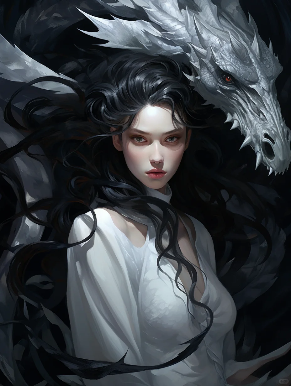 白龙女头像🐲龙与美女纯欲图|氛围图|大片