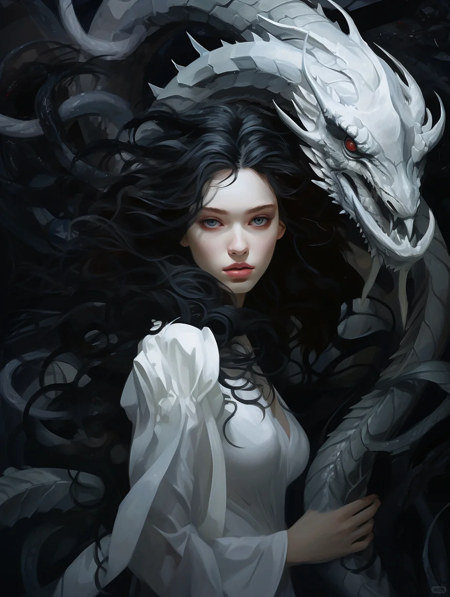白龙女头像🐲龙与美女纯欲图|氛围图|大片